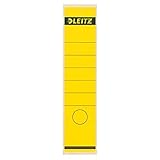 Leitz Rückenschild selbstklebend für Standard- und Hartpappe-Ordner, 10 Stück, 80 mm Rückenbreite, Langes und breites Format, 62 x 285 mm, Papier, gelb, 16400015