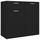 vidaXL Sideboard mit 2 Türen 1 Schublade Kommode Anrichte Mehrzweckschrank Beistellschrank Schrank Standschrank Schwarz 80x36x75cm Spanp