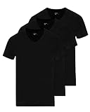 Snocks Unterhemd Herren V-Ausschnitt (3er Pack) Weiß (S-3XL) (3X Schwarz, S)