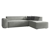 Ecksofa Lordin, Eckcouch, Polstersofa, Polsterecke, Couch, L-Form Sofa, Kissen-Set, Polstergarnitur, Wohnlandschaft, Farbauswahl (Zetta 302 + Zetta 302 + Zetta 305, Seite: Rechts)