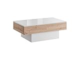Ausklappbarer Couchtisch, Kaffetisch Slide für das Wohnzimmer (Artisan Eiche/Weiß Glänzend)