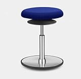 Ergonomischer Sitzhocker, Bürohocker Ergo 2-5M, mit Alu polierte Fußplatte und polierter Gasfeder (blau (Black Blue A37))