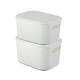 Aufbewahrungsbox Deckel, 2-Pack-weißer Plastik-Snack-Bin-Desktop-Organizer Küchenspielzeug tragbarer Lagerkorb, für Home Office School drinnen (Color : White, Größe : 10.2 * 7.3 * 6.5in)