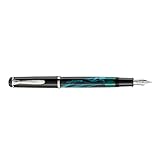 Pelikan 818506 Kolbenfüllhalter M205 Petrol-Marmoriert, Feder F