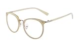 ALWAYSUV Retro Fashion Klassische Brille Metall rundem Druck Metall Vollrahmen-Gläser mit klarer Linse für Frauen/M