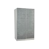 Kleiderschrank Schwebetürenschrank 2-türig Schrank mit Einlegeböden und Kleiderstange Gaderobe Schiebtüren BxHxT 120x200x55 PAXO Plus 02 Beton Weiß+Beton 120 cm mit 5 Einlegebö