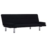 vidaXL Schlafsofa mit 2 Kissen Couch Schlafcouch Gästebett Bettsofa Klappsofa Sofa Schlaffunktion Sofagarnitur Couchgarnitur Schwarz Poly