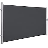 SONGMICS Seitenmarkise, 180 x 400 cm (H x L), Sichtschutz, Sonnenschutz, Seitenrollo, für Balkon, Terrasse, Garten, rauchgrau GSA184G