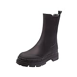 Schwarz Stiefel-damen Mit Gefüttert Leder Damen Stiefelette Schwarze Knöchellange Stiefeletten Mit Kette Schnürstiefelette Damen Gothic Lolita Plateau High Heels Stiefel Blockabsatz S