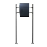 LZQ Elegantem Arc Design Edelstahl Briefkasten, Wandbriefkasten mit Zeitungsfach, A4 Einwurf-Format, mit Sichtfenstern, Abschließbar mit 2 Schlüssel (Modell VII, A mit 120cm Silber Doppelrohr)
