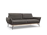 Sofa aus echtem Leder, Nix, 3-Sitzer, Dunkelgrau, 221 x 95 x 87