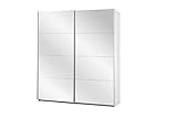 Rauch Möbel Caracas Schrank Schwebetürenschrank Weiß mit Spiegelfront 2-türig inkl. Zubehörpaket Premium 6 Einlegeböden, 2 Kleiderstangen, 1 Hakenleiste, Türdämpfer-Set, BxHxT 181x210x62