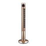 KYAM Leise Ventilator Stehender Fan-Turm oszillierender Lüfter 3-Gang-Einstellungen Sockel-Fernbedienung LED-Anzeige mit platzsparendem Design Nackenventilator (Color : Gold)
