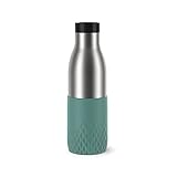 Emsa N31112 Bludrop Sleeve Trinkflasche | 0,7 Liter | 100 % dicht | Quick-Press Verschluss | Ergonomischer 360° Trinkgenuss |12h warm, 24h kühl | spülmaschinenfest | Edelstahl |