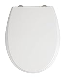 WENKO WC-Sitz Furlo - Antibakterieller Toiletten-Sitz mit Absenkautomatik, rostfreie Fix-Clip Hygiene Edelstahlbefestigung, Duroplast, 35 x 43.5 cm, Weiß