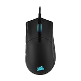 Corsair SABRE RGB PRO CHAMPION SERIES Gaming-Maus (Ergonomische Form und wettbewerbsorientiertes, Ultraleicht 74g, Flexibles Paracord-Kabel, Verzögerungsfreie CORSAIR QUICKSTRIKE-Tasten) Schw