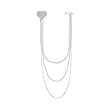 FISISZ Kette Brosche Pin, Vintage Elegante Pullover Schal Kette, Lange Kette Quaste Brosche weibliche Perle Pin Casual Anzug Kragen (Blanco : Silver)