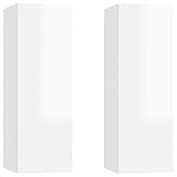 vidaXL 2X TV Schrank Hängeschrank Wohnwand Wohnwand Anbauwand Fernsehwand TV-Wand Wandschrank Wohnzimmer Hochglanz-Weiß 30,5x30x90cm Spanp