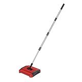 JUSTXIANG. Teppichboden Sweeper Cleaner Hand Push Automatischer Besen für Home Office Teppiche Staubabfälle Papierreinigung mit Pinsel (Color : Red)