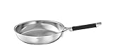 RÖSLE SILENCE PRO Bratpfanne, Hochwertige Pfanne aus Edelstahl mit Silikongriff, 28 cm, Edelstahl 18/10, induktionsgeeignet, spülmaschinengeeig
