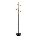 Versa Malmö Minimalistischer Garderobenständer für den Eingangsbereich, mit 9 Haken für Kleidung oder Taschen für die Halle, Maßnahmen (H x L x B) 28 x 28 x 4,26 cm, Metall und Holz, Farbe: Schw