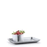 blomus -BASIC- Tablett XS aus mattiertem Edelstahl, zeitloses Design, Ablageschale, hochwertige Verarbeitung, Serviertablett modernes Wohnaccessoire (H / B / T: 1,5 x 10 x 17 cm, Edelstahl, 63610)