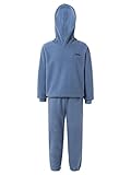 Jowowha Kinder Sport Kleidung Set Jungen Mädchen Sports Trikots Fleece Pullover Sweatshirt und Hose Sport Jogginganzug Streetwear Hell Blau 146-152