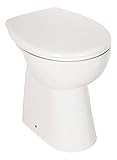 'aquaSu® Stand WC spülrandlos mit +7 cm Erhöhung | Komplett-Set mit Toilettendeckel mit Absenkautomatik | Tiefspüler mit waagerechtem Abgang | Erhöhte Toilette | Komfort WC weiß | 57227 9