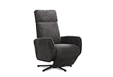 Cavadore TV-Sessel Cobra mit 2 E-Motoren / Fernsehsessel mit Liegefunktion, Relaxfunktion / Mit Fernbedienung verstellbar / Sternfuß, belastbar bis 130 kg / 71 x 110 x 82 / Lederoptik, Dunkelg