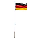 YRHome Aluminium Fahnenmast Stabil 6,5m inkl Deutschlandfahne 150 * 80cm, Bodenhülse 50