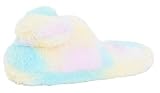 Lora Dora Mädchen Regenbogen Herz Hausschuhe Kinder Flauschig Gemütlich Slip On Open Back Hausschuhe Pantoletten, Blau / Gelb, 27 EU
