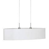 EGLO Pendellampe Pasteri, 2 flammige Textil Pendelleuchte, Hängeleuchte oval aus Stahl und Stoff, Farbe: Nickel matt, weiß, Fassung: E27, L: 100
