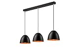 Pendelleuchte Schwarz Kupfer aus Metall 3-flammig Retro Design LEVI Hängeleuchte Esstischlamp