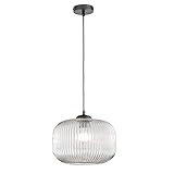 WOFI Helena Pendelleuchte, Glas, 60 W, Schwarz-transparent Chrome, H: 150 cm x B x L: 30