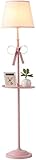 Aralinda Stehlampe Modern LED Stehlampen Rosa Schleife Deko Metall Stehlampe mit Stoffschirm & Rund Tablett E27 Stehleuchte für Wohnzimmer Nachttisch Hotel LED