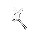 Nasenstecker Playboy Hase | Nasenpiercing | Chirurgenstahl | Playboy Bunny | 20G | Nase | Gerade | Piercing Schmuck (Silber)