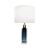 xuejuanshop Tischlampen Blaue Tischlampen Transparentglas Nachttischlampen mit Stofflampenschirm Moderne Nachttische Lampen for Home Office Cafe-Lampe, 24'H Innenbeleuchtung