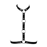 JMMHSS Ledergurte Body Harness Punk Body Chest Caged Hüftgurte verstellbar (Schwarz)