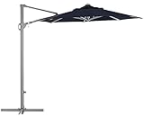 Dehner Ampelschirm Patmos, UV-Schutz 80+, Ø 250 cm, Höhe 244 cm, Stahl/Aluminium/Polyester, dunkelb