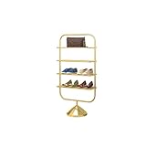 FABAX Eingang Schuhregal Einfache 4-Lagen-Schuh-Rack, Gold-Mode-Rahmenschuhschrank, Eisenschuh-Regal geeignet für das Eingang Schlafzimmer Büro (32 * 105 cm) Schlafzimmer Schuhständer (Color : Gold)