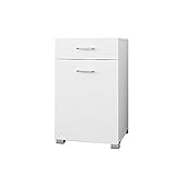 ML-Design Wäscheschrank mit ausklappbarem Wäschesack, Weiß, 50 x 78,5 x 45 cm, Wäschesammler mit Schublade, viel Stauraum, Wäschekorb aus MDF-Holz, Wäschetruhe Badezimmerschrank Badschrank Badmöb