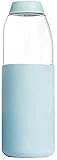 BDRSLX Eiweiß-Shake- Flasche Früchte-Tee- Flasche tragbar mit Silikon- Abdeckung für Home Office- Reise stilvoller dicht| Wasserflaschen (Color : Blue, Size : 260ml)