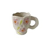 ZWMG Keramiktassen Kaffeetasse handgefertigte Keramik Tasse handgemalte kirschblüte Milch teetasse küche Trinken Retro Dekoration Geschenk 300ml Kaffeebecher (Color : A)