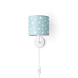 Paco Home Lampe Kinderzimmer Babyzimmer Wandlampe Mit Stecker Und Schalter Sterne Junge Mädchen Kabel 3m E14, Lampenart: Wandleuchte - Weiß, Leuchten Farbe/Größe: Turquoise (Ø18 cm)