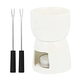 JKLL Schokofondue Set, Käsefondue Fonduetopf-Set aus Keramik with 2 Forks für zu Hause Küche DIY Schokoladenkäse Dessert Backzubehö
