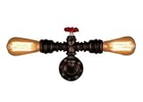 XZYP Steampunk-Lampe, Industrie Retro-Stil Rust Eisen Roboter-Rohr Sanitär Schreibtisch Tischlampe Licht mit roten Ventilhebel und S