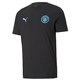 Manchester City Essentials Mens Tee | Herren Sport Shirt - Regular Fit Football Trikot - Schwarz - Size M