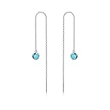 Türkis Durchzieher Ohrringe Silber 925 Quasten Einfädler Ohrringe Lange Hängend Ohrringe für Damen Türkis Threader Ohrringe Türkis Schmuck Geschenk für M
