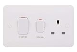 Schneider Electric Lisse 45 A Dp 2-Gang Herdschalter und 13 A Steckdose + LED, Weiß