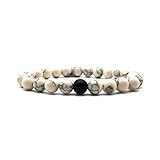 KARDINAL WEIST Onyx Howlith Armband Yin Yang, Edelstein Perlen, Natur Stein Schmuck, Freundschaftsarmband, Partnerarmband (XS, Howlith)